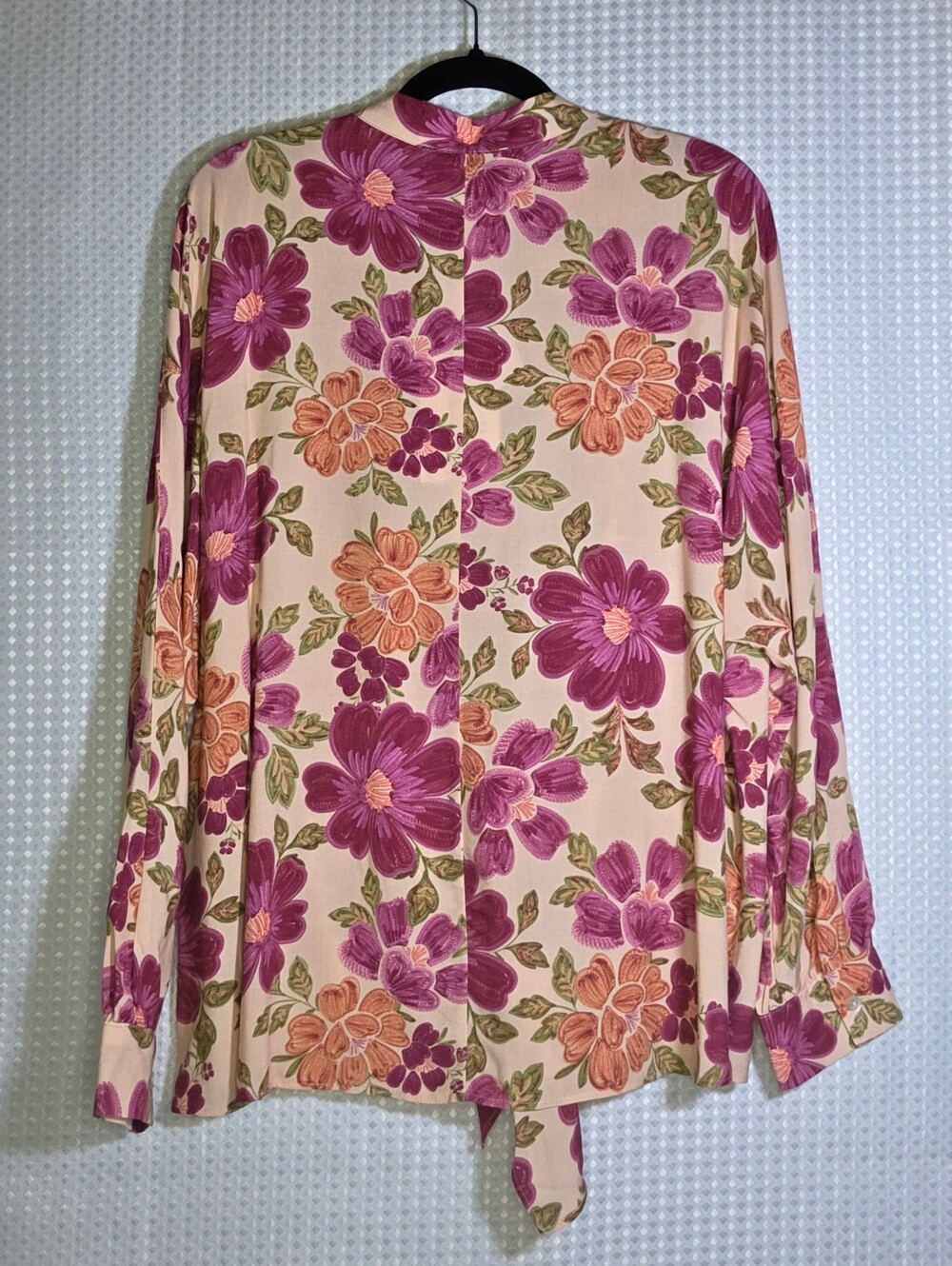 CeCe 1X Floral Tie Front Blouse Plus Size Boho 70s Romantic Long Sleeve Top - Picture 8 of 10